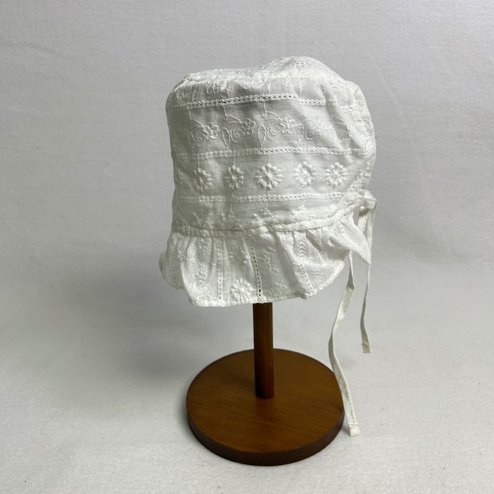 Cottagecore Jellytree Kids Size L White Floral Embroidered Eyelet Ruffle Bonnet